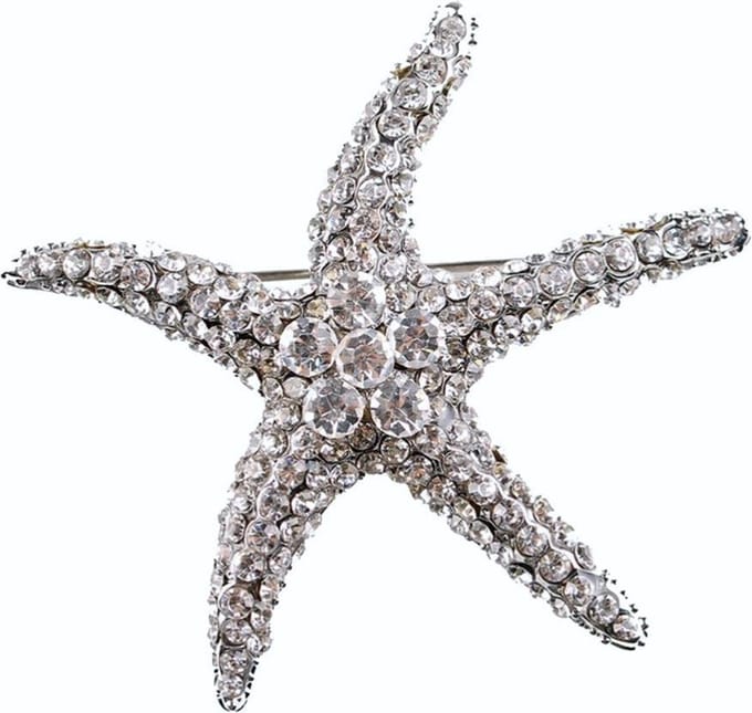 Fako Bijoux® - Broche - Zeester - Kristal - 56mm - Wit