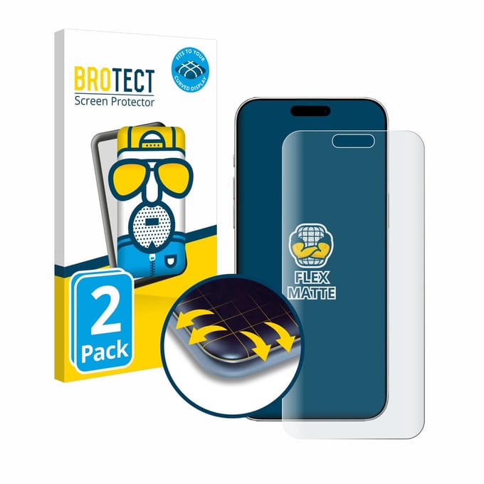 BROTECT - Screenprotector voor Apple iPhone 16 Pro Max - Folie Beschermfolie matte volledig dekking 2 Stuks