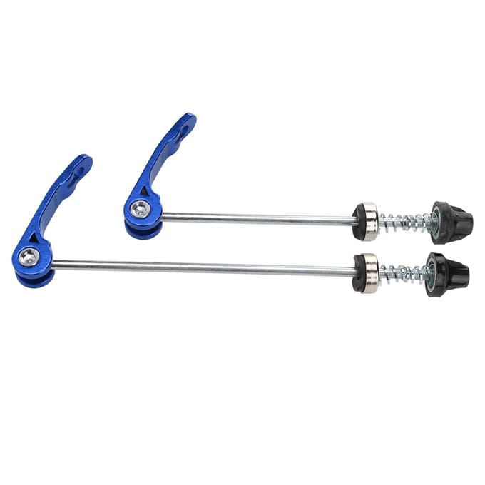 1 paire de leviers de blocage rapide avant/arrière pour vélo, résistants à l'usure, bleus