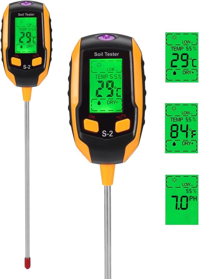 5-in-1 Bodemtester: Vochtigheid, pH, Temperatuur, Luchtvochtigheid en Lichtmeter