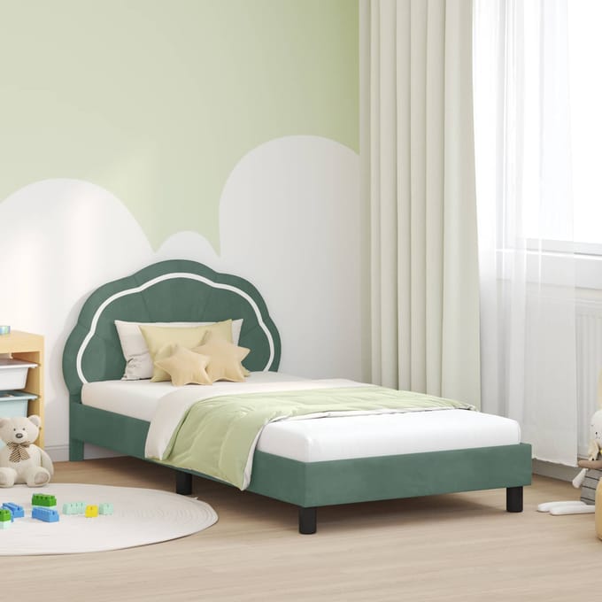 vidaXL - Kinderen - bedframe - met - hoofdboard - Zeegroen - 90 - x - 200 - cm - Fluweel