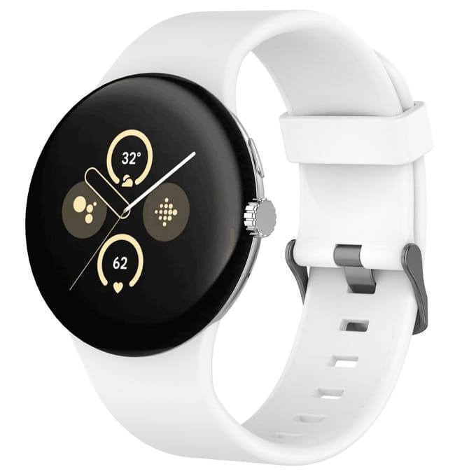 Siliconen bandje - geschikt voor Google Pixel Watch 3 (45 mm) en Pixel Watch 4 (45mm) - gespsluiting - wit