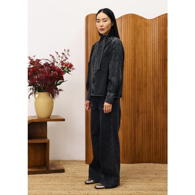FRNCH Clarkia jeans wide-leg grote voorzakken zwart