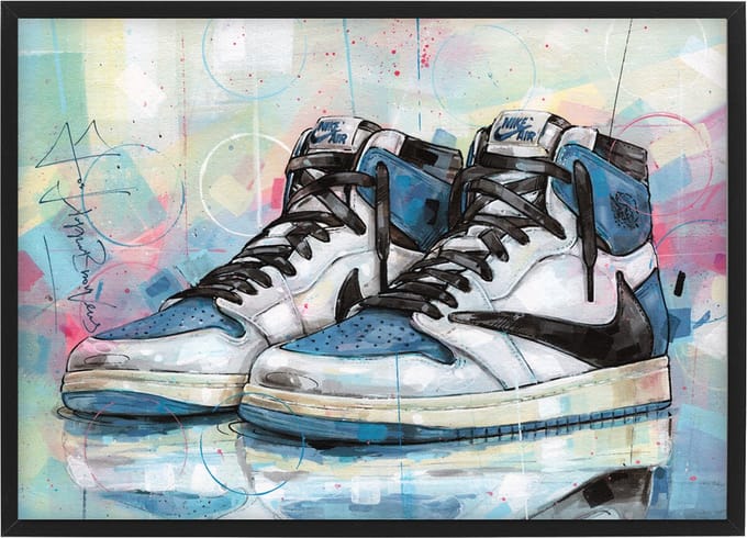 Sneaker print fragment high 43x30,6 cm (A3) *ingelijst & gesigneerd