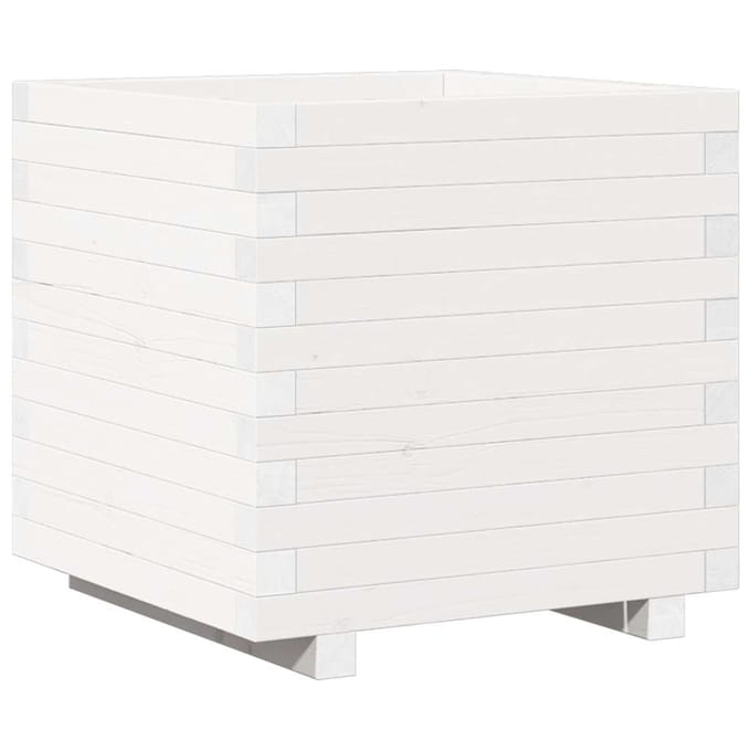 vidaXL - Plantenbak - 50x50x49,5 - cm - massief - grenenhout - wit