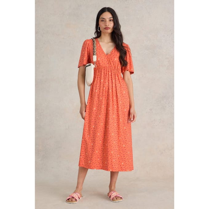 White Stuff Lucy Midi Dress Orange Multi Taglia: 14 REGULAR | Abiti Midi Outlet | Donna | Arancione