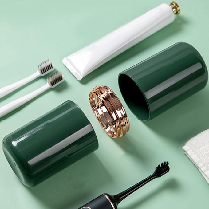 Étui pour brosse à dents multifonction, portable, élégant, anti-poussière, grande capacité, pour voyage vert