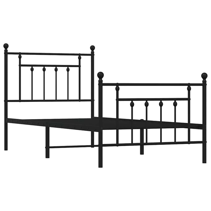 vidaXL - Bedframe - met - hoofd- - en - voeteneinde - metaal - zwart - 90x200 - cm