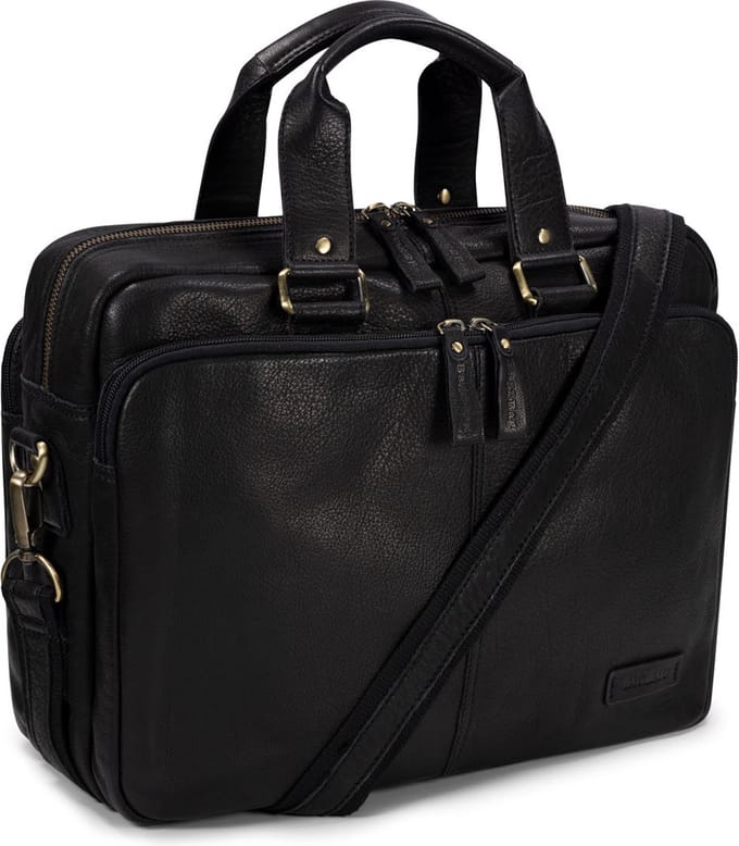 Bag2Bag - Savar - Laptoptas - Leer - Black - Vrouwen - Mannen