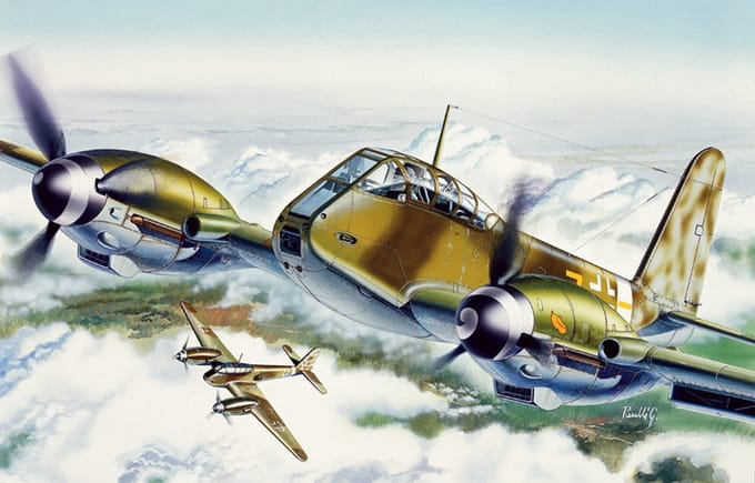Italeri Modelbouwpakket Militaire voertuigen - 0074 Messerschmitt Me 410A-1 Hornisse Plane Plastic - 1:72 - Modelbouw