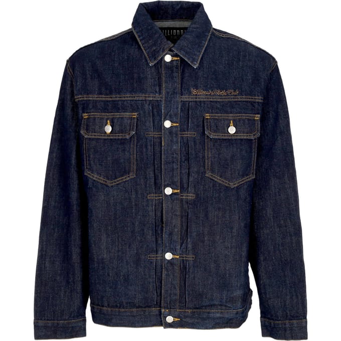Jeans Men Script Logo Denim Jacket Indigo