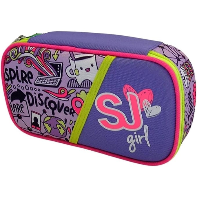 Trousse scolaire girly sj gang - set avec crayons, feutres et stylos