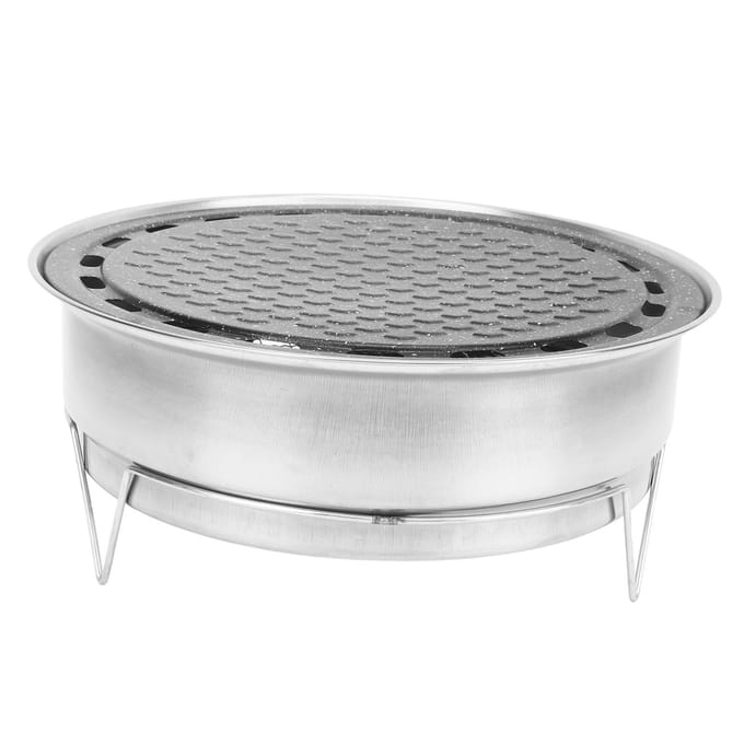 Houtskoolbarbecue Draagbare Multifunctionele BBQ Grill Kooktoestel met Stenen Bakplaat voor Buiten gray