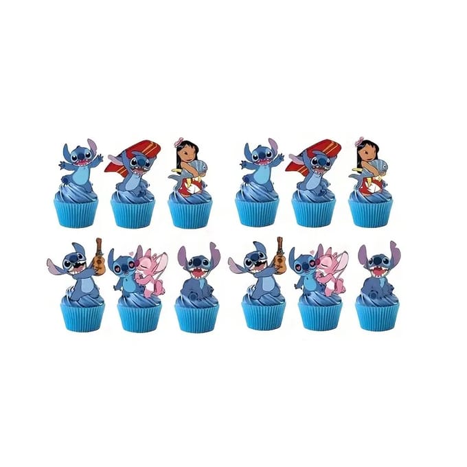 Taart / Cupcake versiering toppers - Lilo & Stitch - 25dlg