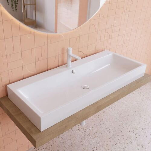 Kaldewei PURO countertop washbasin 3168 with 1 tap hole, 120 cm 907006013001