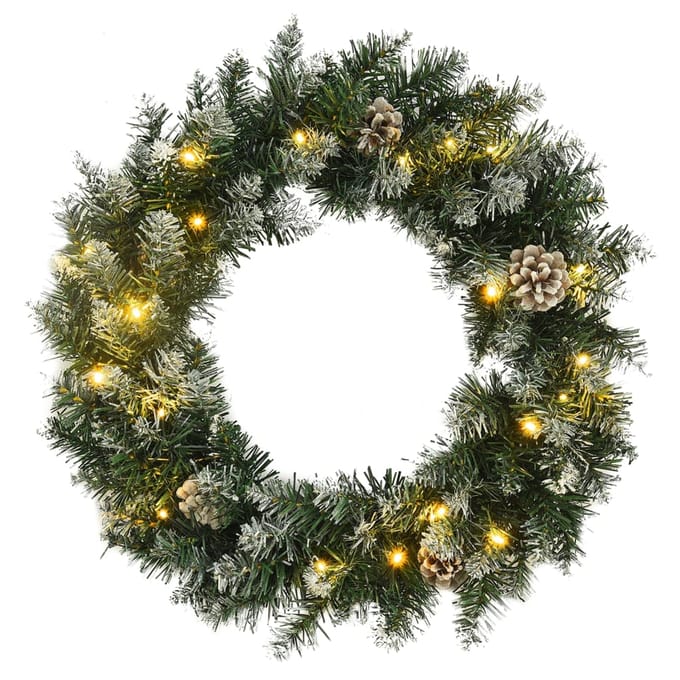 vidaXL - Kerstkrans - met - LED-lampjes - 60 - cm - PVC - groen
