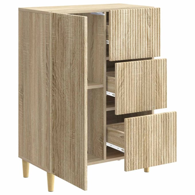 vidaXL - Dressoir - met - lade - Sonoma - Eiken - 66 - x - 34,5 - x - 90 - cm - Bewerkt - hout