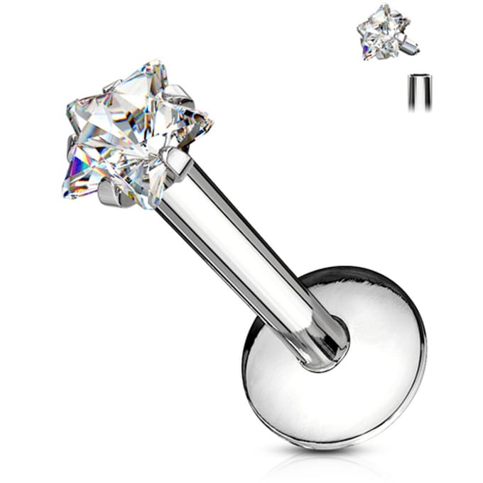 Piercing ster intern schroefdraad 1.2x6x3 - zilver - LMPiercings