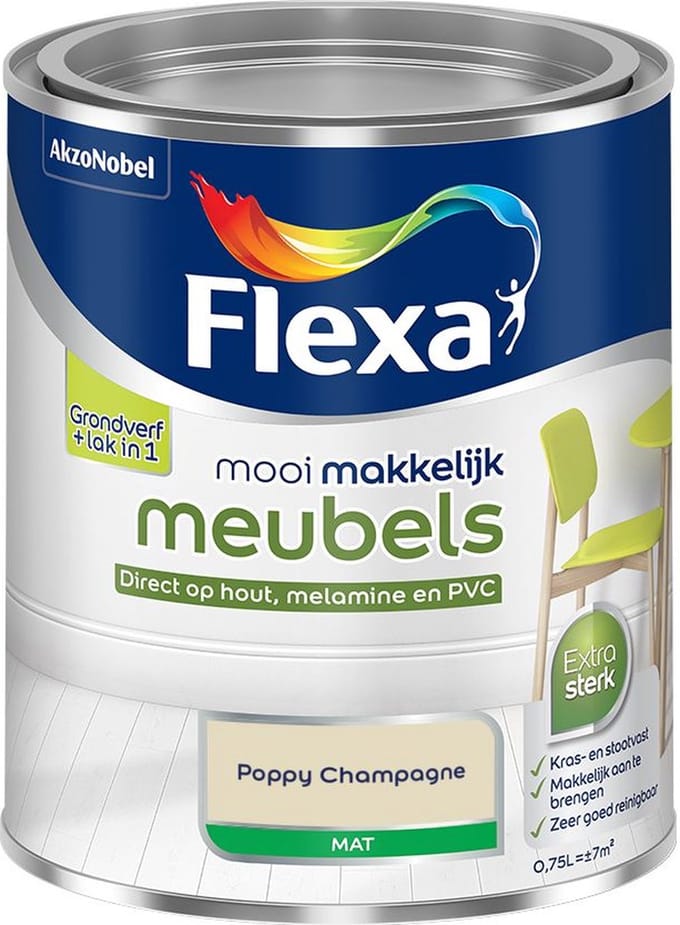 Flexa - Mooi Makkelijk Meubels Mat - Poppy Champagne - Mengverf - 750 Ml