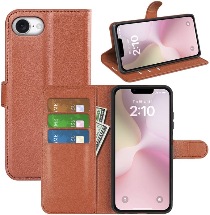 MobyDefend Hoesje - Geschikt voor iPhone 16e / iPhone 17e - Kunstleren Wallet Book Case (Sluiting Voorkant) - Bruin