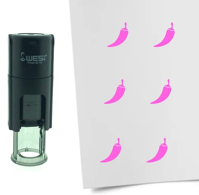 CombiCraft Stempel Chili Peper 10mm rond - Roze inkt