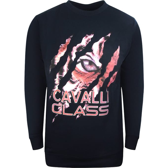 Cavalli Class Peeking Tiger Design marineblauw sweatshirt