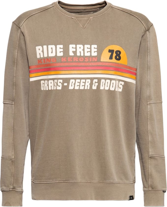 King Kerosin Pullover/trui -XL- Ride Grass Boobs Bruin