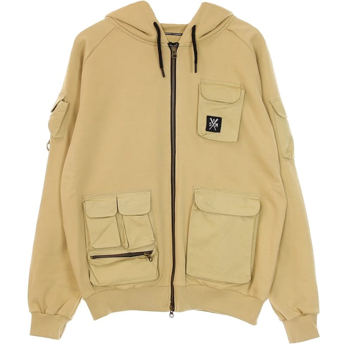 Retrofuture lichtgewicht herenhoodie met rits, beige