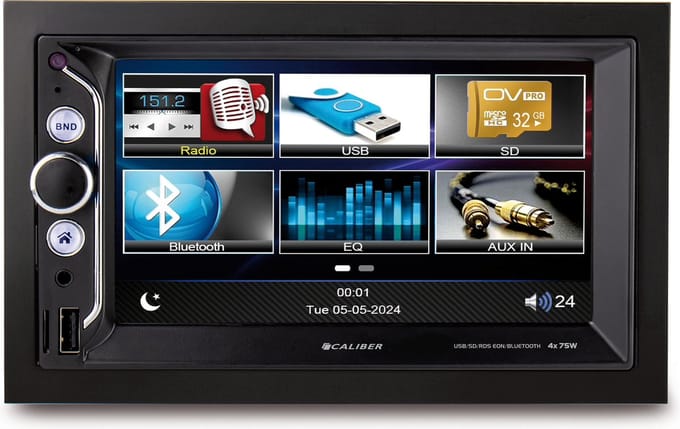 Caliber 2 DIN Autoradio - Bluetooth - Multimedia Autoradio - 6,2" Touchscreen - 2 DIN - Achteruitrijcamera Ingang - Handsfree bellen - iOS & Android Mirror link - USB Oplaadpoort (RMD805BT)