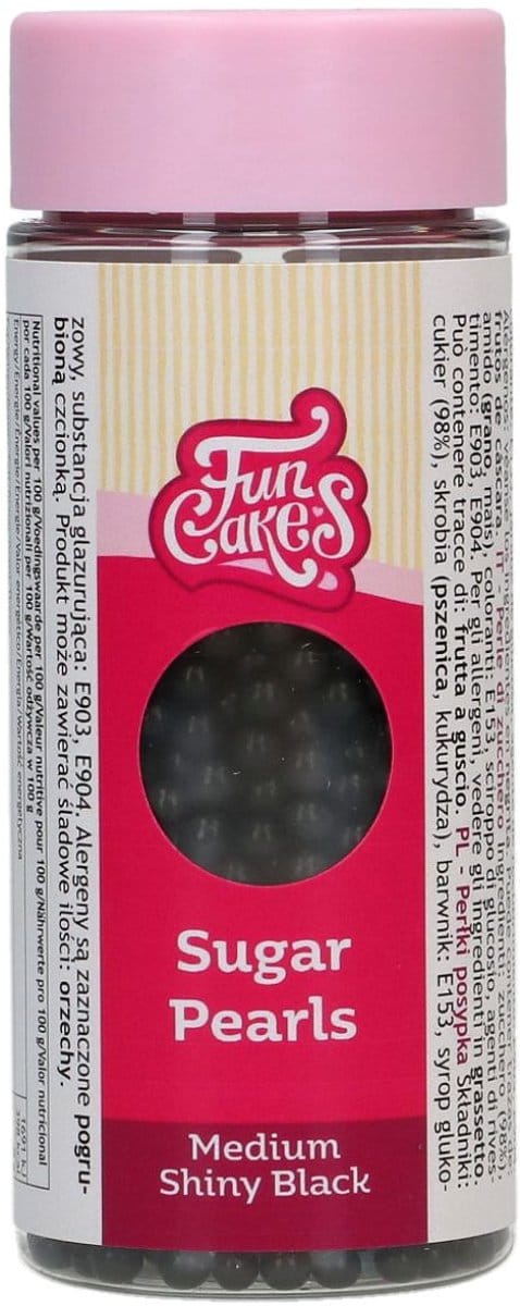 FunCakes Suikerparels - Medium - Zwart Glans 80g - Smaakstof voor Taarten - Eetbare Taartdecoratie