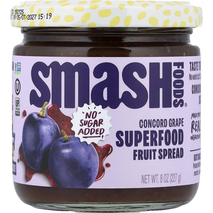 Smash Foods, Superfood Fruitspread, Concord Druif, 8 oz (227 gr) black