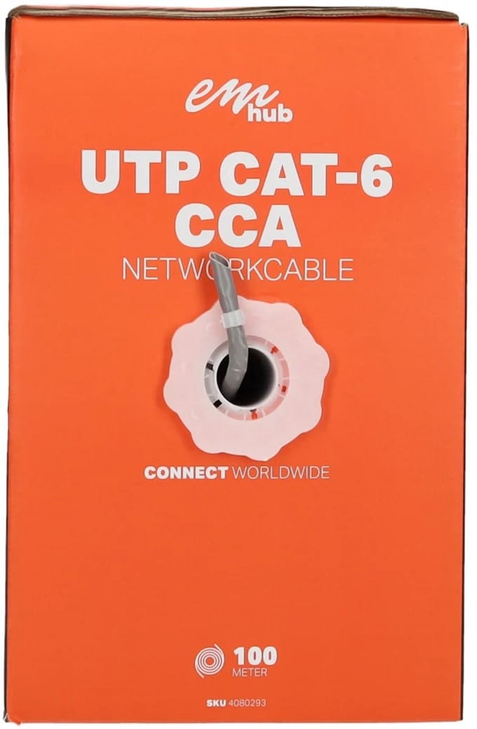 EMhub UTP CAT6 CCA kabel rol 100 meter