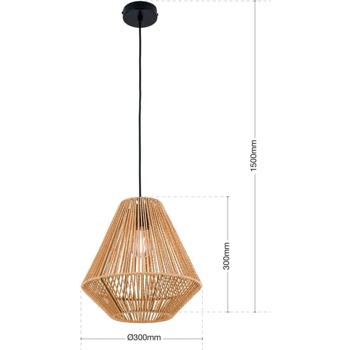 ORION Hanglamp Jungle met kap van hennepkoord