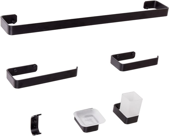 ZORRITOS - 6-delige badkamer hardware set - Zwart - Aluminium