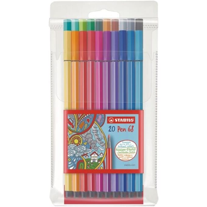 Viltstift STABILO Pen 68/20 medium assorti etui à 20 stuks