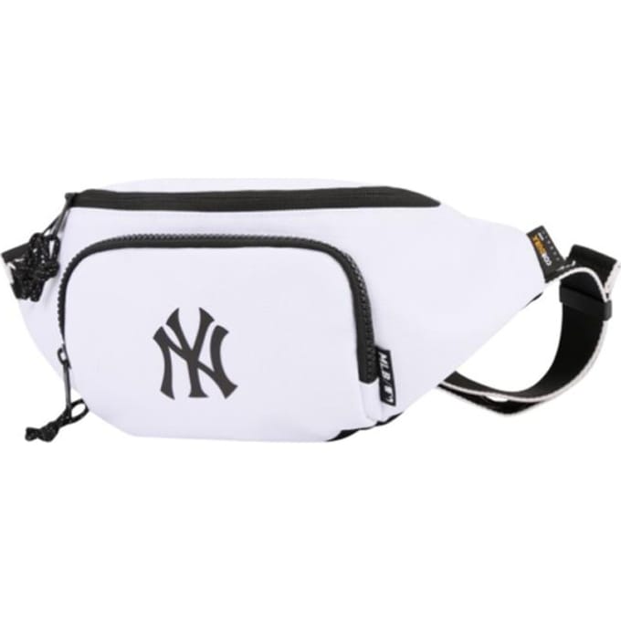 MLB New York Yankees Logo NY Fermeture Éclair Sacoche Ceinture Toile Unisexe Sacoche Ceinture Blanc 32BGCS111-50W White black