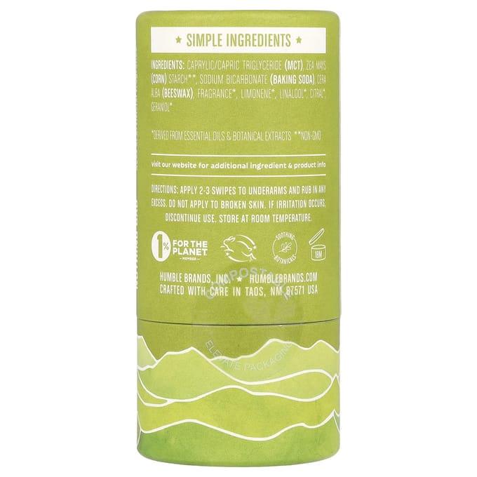 Humble Brands, Aluminum-Free Deodorant, Bergamot & Ginger, 2.65 oz (75 g) yellow