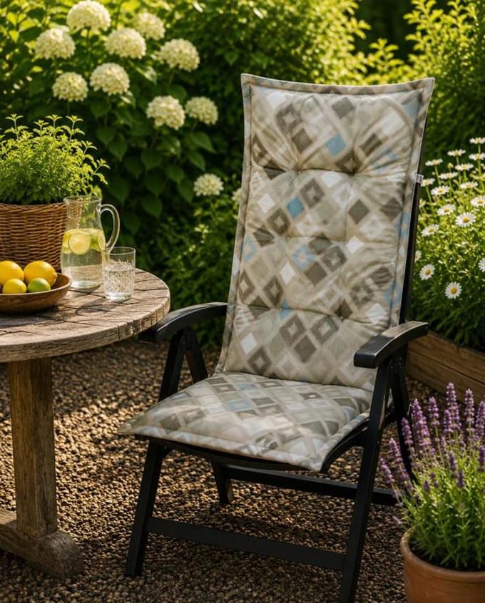 Madison Tuinstoelkussen hoge rug 50x123 cm Grids Natural