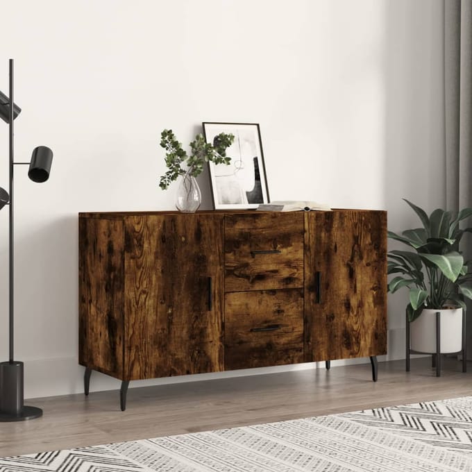 vidaXL - Dressoir - 100x36x60 - cm - bewerkt - hout - gerookt - eikenkleurig