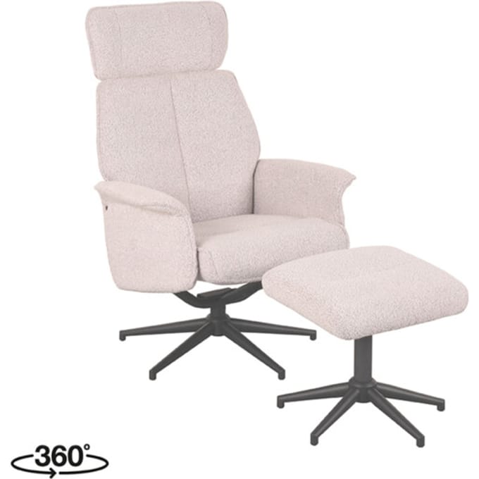 LABEL51 Verdal Fauteuil - Naturel - Stof - Incl. Hocker - - - Met Armleuning