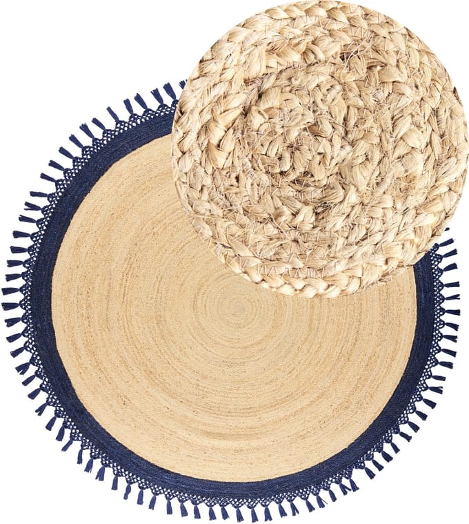 MARTS - Vloerkleed - Donkerblauw - 200 cm - Jute
