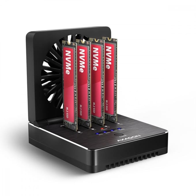 ADSA-M2C44 USB-C 4xNVMe M.2 40Gbps koeler zwart