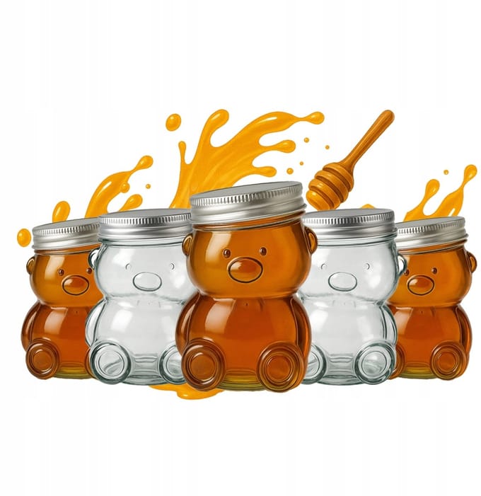 5x Glazen potje beer 80ml met deksel voor honing, jam, kruiden