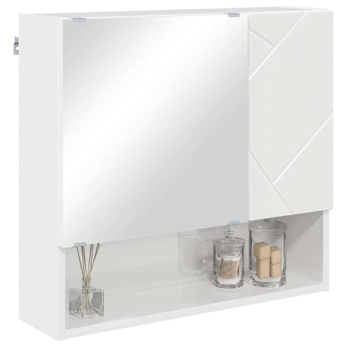 vidaXL - Spiegelkast - Hoogglans - wit - 59 - x - 17 - x - 55 - cm - Bewerkt - hout