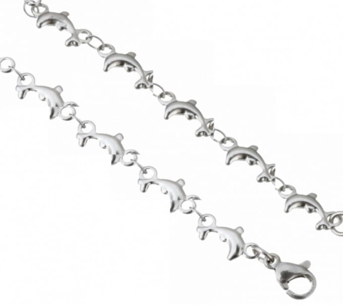 Enkelbandje- Dolfijn- RVS- 21-24 cm- Zilverkleur- Charme Bijoux