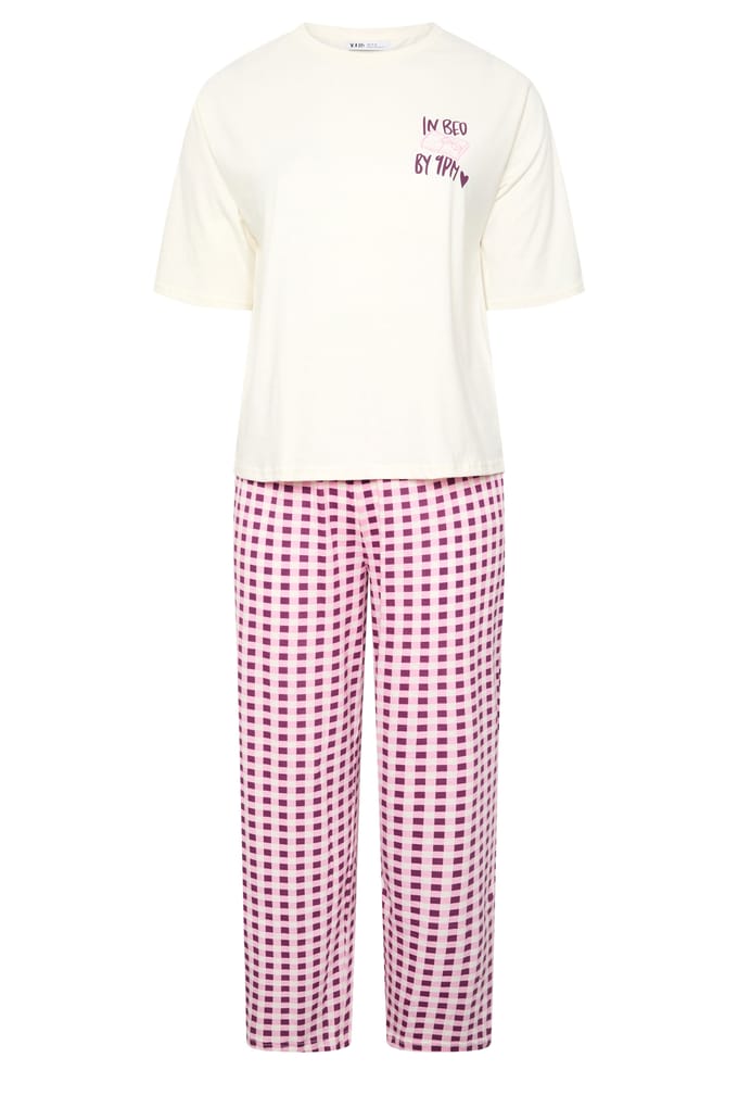Yours Ivoorwitte 'In Bed By 9Pm' Pyjamaset Size 62-64
