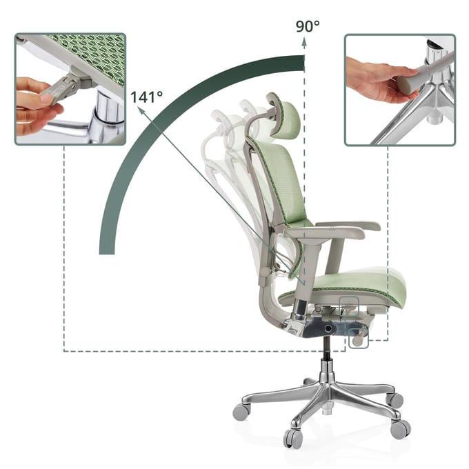 Bureaustoel / Directiestoel ERGOHUMAN SLIM G GEN2 Netstof groen hjh OFFICE