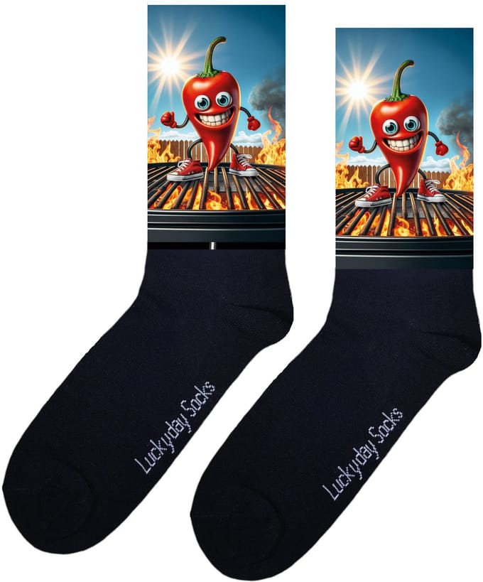 Luckyday Socks - Unisex sokken - Peper- BBQ - cadeau sokken - Maat 37-44