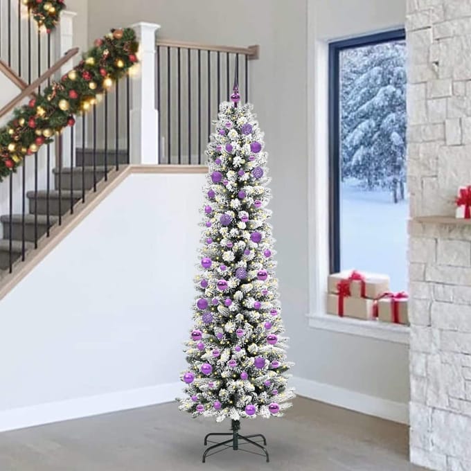 vidaXL - Kunstkerstboom - Wit - 240 - cm - PVC - en - Metaal - en - Plastic