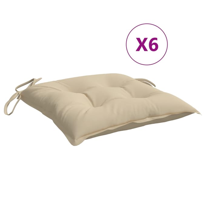 vidaXL - Stoelkussens - 6 - st - 40x40x7 - cm - oxford - stof - beige